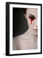 Portrait of a Female Vampire over Black Background-Lisa_A-Framed Premium Photographic Print