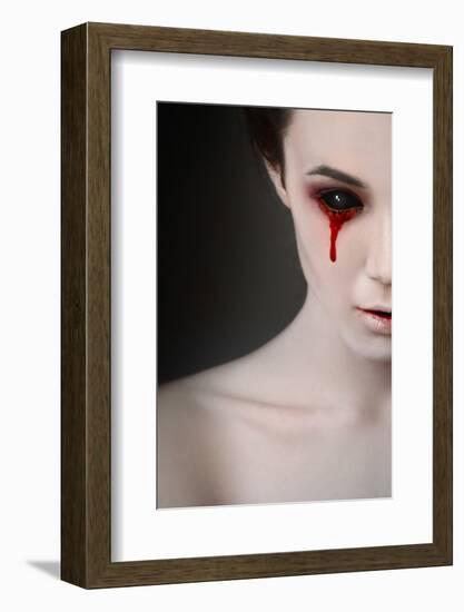 Portrait of a Female Vampire over Black Background-Lisa_A-Framed Photographic Print