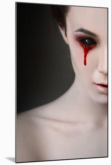 Portrait of a Female Vampire over Black Background-Lisa_A-Mounted Photographic Print
