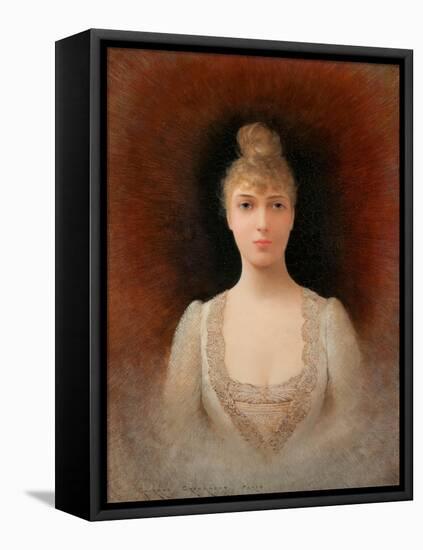 Portrait of a Flaxen-Haired Woman-Georges Croegaert-Framed Stretched Canvas