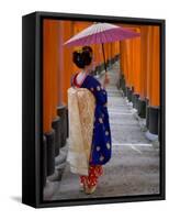 Portrait of a Geisha Holding an Ornate Umbrella at Fushimi-Inari Taisha Shrine, Honshu, Japan-Gavin Hellier-Framed Stretched Canvas