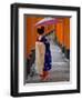 Portrait of a Geisha Holding an Ornate Umbrella at Fushimi-Inari Taisha Shrine, Honshu, Japan-Gavin Hellier-Framed Premium Photographic Print