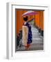 Portrait of a Geisha Holding an Ornate Umbrella at Fushimi-Inari Taisha Shrine, Honshu, Japan-Gavin Hellier-Framed Premium Photographic Print