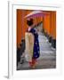 Portrait of a Geisha Holding an Ornate Umbrella at Fushimi-Inari Taisha Shrine, Honshu, Japan-Gavin Hellier-Framed Photographic Print