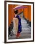 Portrait of a Geisha Holding an Ornate Umbrella at Fushimi-Inari Taisha Shrine, Honshu, Japan-Gavin Hellier-Framed Photographic Print