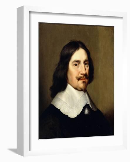 Portrait of a Gentleman, Bust Length, Wearing Black-Gerrit van Honthorst-Framed Giclee Print