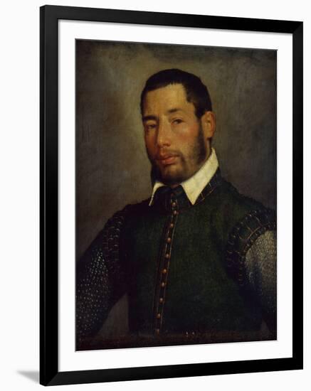 Portrait of a Gentleman in a Green Doublet and Chainmail Shirt, circa 1565-Giovanni Battista Moroni-Framed Giclee Print