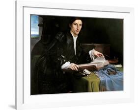 Portrait of a Gentleman in his Study-Lorenzo Lotto-Framed Art Print