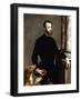 Portrait of a Gentleman, Standing Three-Quarter Length, Wearing a Black Costume and Holding a Book-Bernardino Campi-Framed Giclee Print
