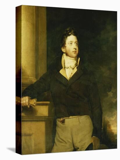 Portrait of a Gentleman, Standing, Three-Quarter Length, Wearing a Brown Jacket with White Jabot,…-William, II Hilton-Stretched Canvas