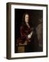 Portrait of a Gentleman, Three-Quarter Length, on a Terrace, in a Burgundy Velvet Cloak, Resting Hi-Adriaan van der Werff-Framed Giclee Print