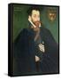 Portrait of a Gentleman, Traditionally Called a Member of the Dacre Family, 1571-George Gower-Framed Stretched Canvas