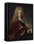 Portrait of a Gentleman, Wearing a Long Wig, Lace Jabot and Burgundy Cloak-Nicolas de Largilliere-Framed Stretched Canvas