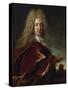 Portrait of a Gentleman, Wearing a Long Wig, Lace Jabot and Burgundy Cloak-Nicolas de Largilliere-Stretched Canvas