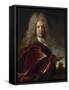 Portrait of a Gentleman, Wearing a Long Wig, Lace Jabot and Burgundy Colour Cloak-Nicolas de Largilliere-Framed Stretched Canvas