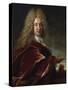 Portrait of a Gentleman, Wearing a Long Wig, Lace Jabot and Burgundy Colour Cloak-Nicolas de Largilliere-Stretched Canvas