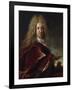 Portrait of a Gentleman, Wearing a Long Wig, Lace Jabot and Burgundy Colour Cloak-Nicolas de Largilliere-Framed Giclee Print