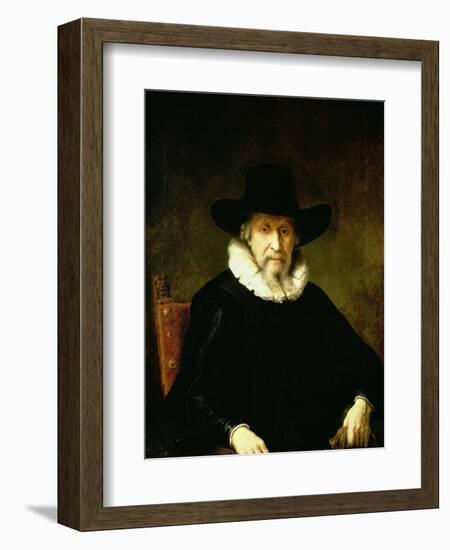 Portrait of a Gentleman Wearing a Ruff and Dark Clothes with a Wide Brimmed Hat-Ferdinand Bol-Framed Giclee Print