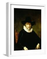 Portrait of a Gentleman Wearing a Ruff and Dark Clothes with a Wide Brimmed Hat-Ferdinand Bol-Framed Giclee Print