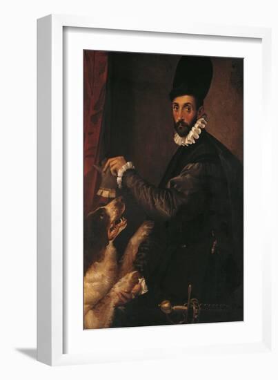Portrait of a Gentleman with His Dog-Bartolomeo Passarotti-Framed Giclee Print