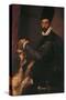 Portrait of a Gentleman with His Dog-Bartolomeo Passarotti-Stretched Canvas