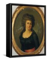 Portrait of a Gentlewoman in a Black Dress with Red Sash-Jean Louis Laneuville-Framed Stretched Canvas