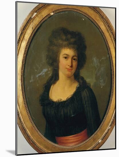 Portrait of a Gentlewoman in a Black Dress with Red Sash-Jean Louis Laneuville-Mounted Giclee Print