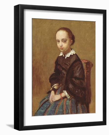 Portrait of a Girl, 1857-58 (Oil on Canvas)-Jean Baptiste Camille Corot-Framed Giclee Print