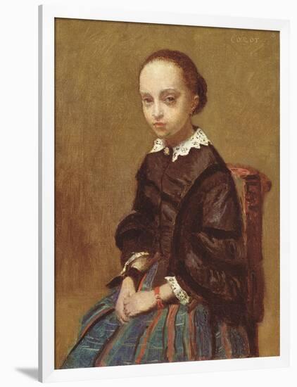 Portrait of a Girl, 1857-58 (Oil on Canvas)-Jean Baptiste Camille Corot-Framed Giclee Print