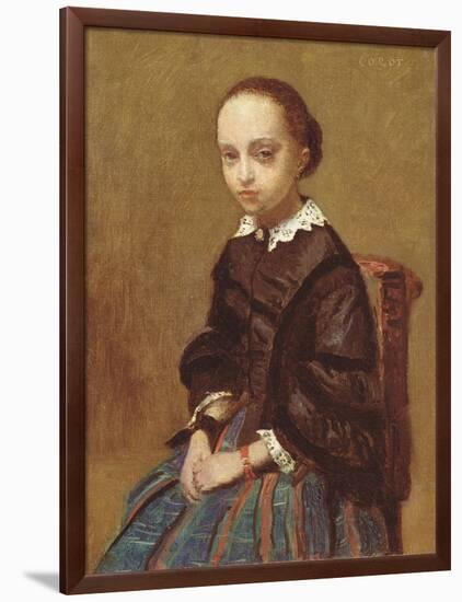 Portrait of a Girl, 1857-58 (Oil on Canvas)-Jean Baptiste Camille Corot-Framed Giclee Print