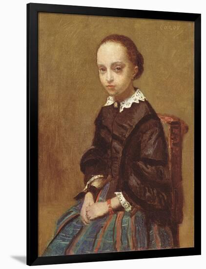 Portrait of a Girl, 1857-58 (Oil on Canvas)-Jean Baptiste Camille Corot-Framed Giclee Print