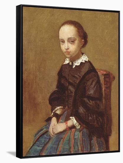 Portrait of a Girl, 1857-58 (Oil on Canvas)-Jean Baptiste Camille Corot-Framed Stretched Canvas