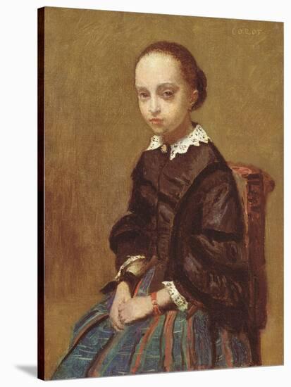 Portrait of a Girl, 1857-58 (Oil on Canvas)-Jean Baptiste Camille Corot-Stretched Canvas