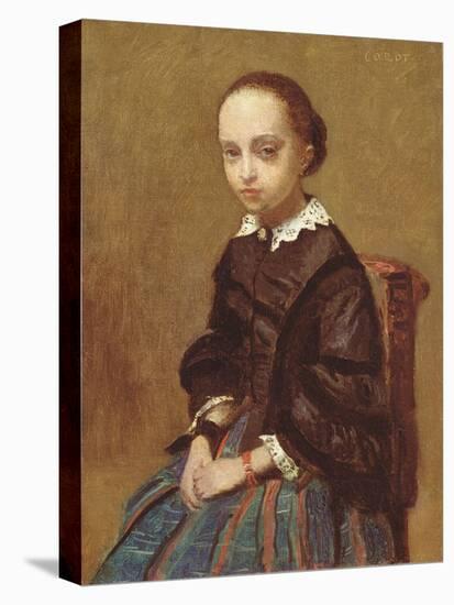 Portrait of a Girl, 1857-58 (Oil on Canvas)-Jean Baptiste Camille Corot-Stretched Canvas