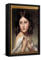 Portrait of a Girl Called Princess Charlotte, 1850 (Oil on Canvas)-Franz Xaver Winterhalter-Framed Stretched Canvas
