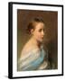 Portrait of a Girl, Head and Shoulders, Draped in a Blue and White Wrap, C.1850-Franz Xaver Winterhalter-Framed Giclee Print