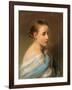 Portrait of a Girl, Head and Shoulders, Draped in a Blue and White Wrap, C.1850-Franz Xaver Winterhalter-Framed Giclee Print