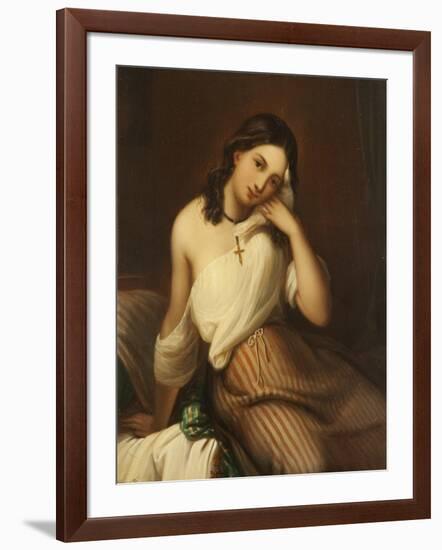 Portrait of a Girl Holding a Dove-Georges Croegaert-Framed Giclee Print