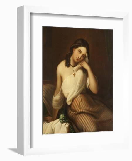 Portrait of a Girl Holding a Dove-Georges Croegaert-Framed Giclee Print