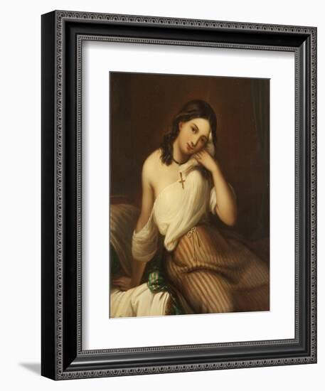 Portrait of a Girl Holding a Dove-Georges Croegaert-Framed Giclee Print