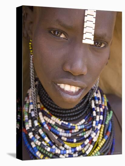 Portrait of a Girl of the Galeb Tribe, Lower Omo Valley, Ethiopia-Gavin Hellier-Stretched Canvas