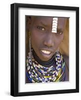 Portrait of a Girl of the Galeb Tribe, Lower Omo Valley, Ethiopia-Gavin Hellier-Framed Premium Photographic Print