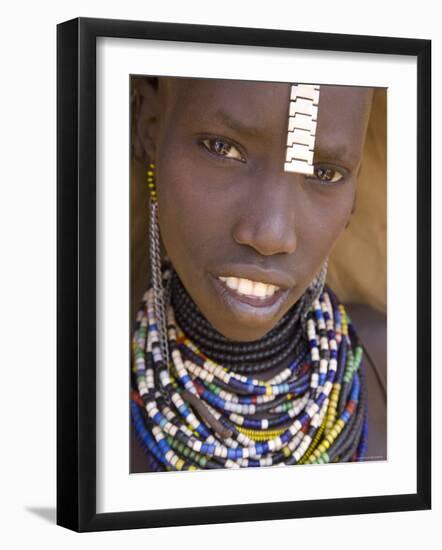 Portrait of a Girl of the Galeb Tribe, Lower Omo Valley, Ethiopia-Gavin Hellier-Framed Photographic Print