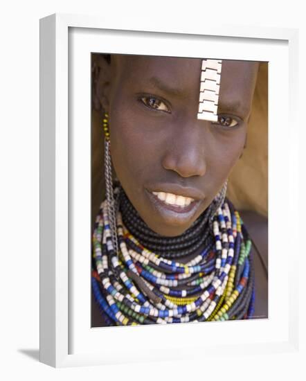 Portrait of a Girl of the Galeb Tribe, Lower Omo Valley, Ethiopia-Gavin Hellier-Framed Photographic Print