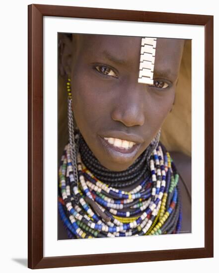 Portrait of a Girl of the Galeb Tribe, Lower Omo Valley, Ethiopia-Gavin Hellier-Framed Photographic Print