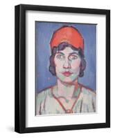 Portrait of a Girl, Red Bandeau, C.1912-Samuel John Peploe-Framed Premium Giclee Print