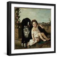 Portrait of a Girl with a Dog, 1879-Ernest Narjot-Framed Giclee Print