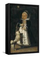 Portrait of a Girl with a Dog, c.1610-Flemish School-Framed Stretched Canvas