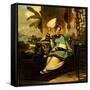 Portrait of a Girl with a Parrot-George Chinnery-Framed Stretched Canvas