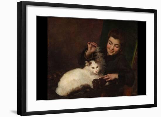 Portrait of a Girl with Cat-Antoine Jean Bail-Framed Art Print